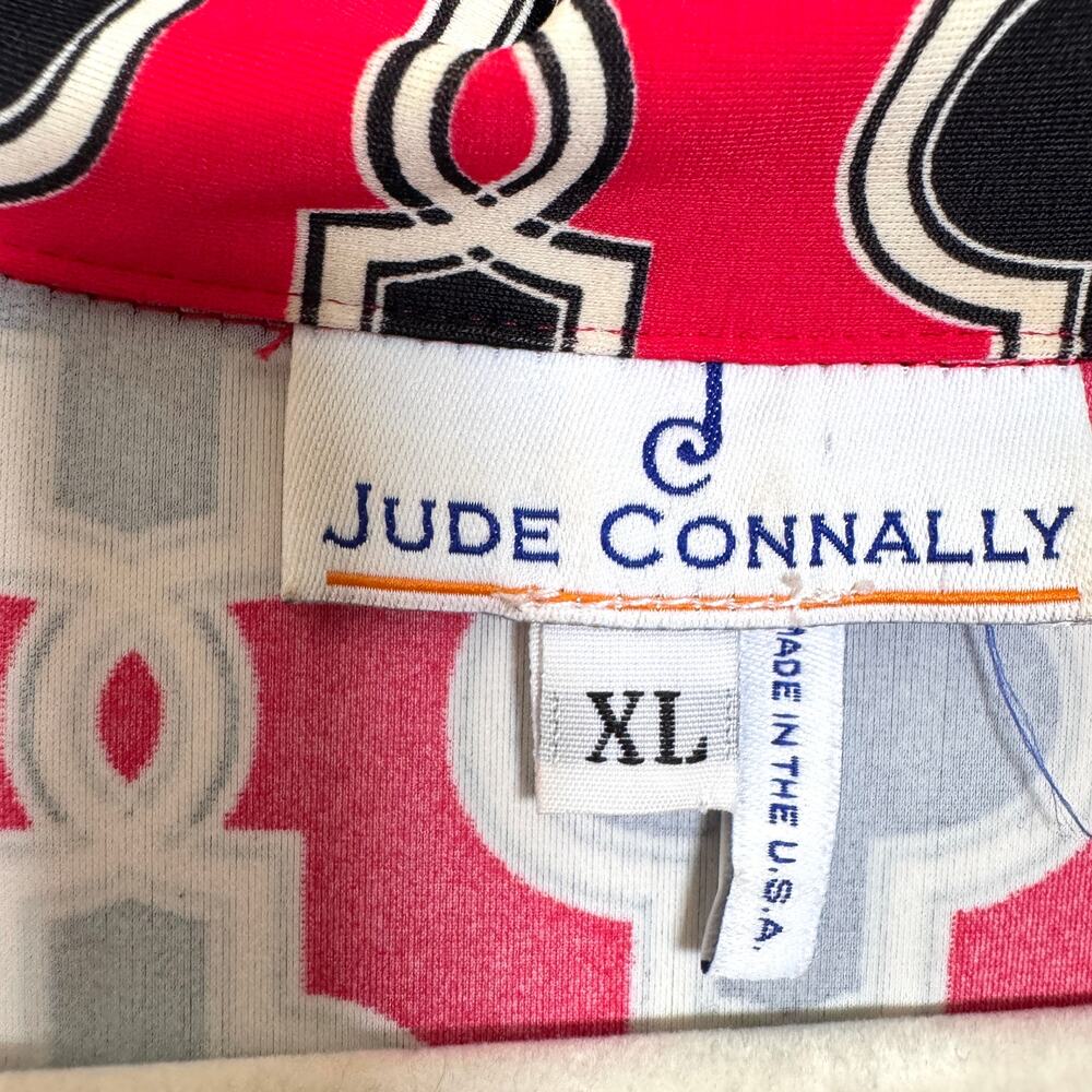 Jude Connally Womens Pullover Geometric Print Dress Size XL Stretch Classic Red - Picture 2 of 5